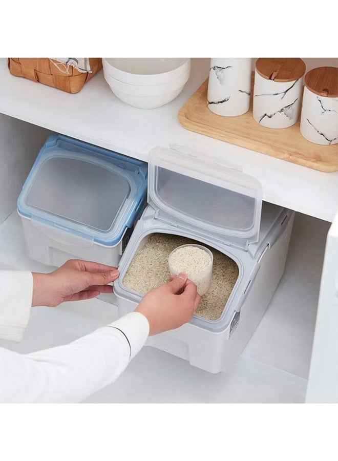BLOOMING TIME Household Kitchen Plastic Sealed Rice Bucket Moisture Proof And Insect Proof Storage Box Transparent 10 KG Rice Box - Image 2